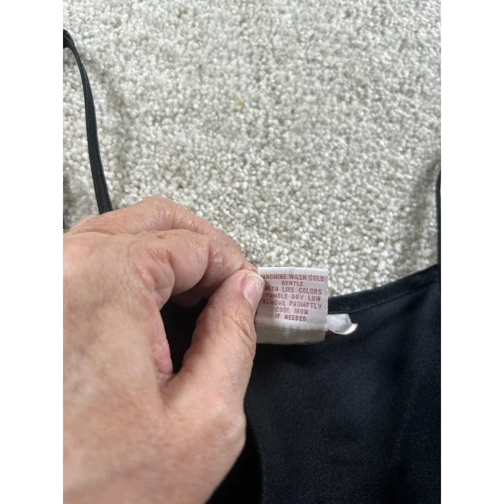 Vertifirmex Women's Black Satin Slip Dress Medium Grunge Goth Vamp Firty Racy - Picture 5 of 7